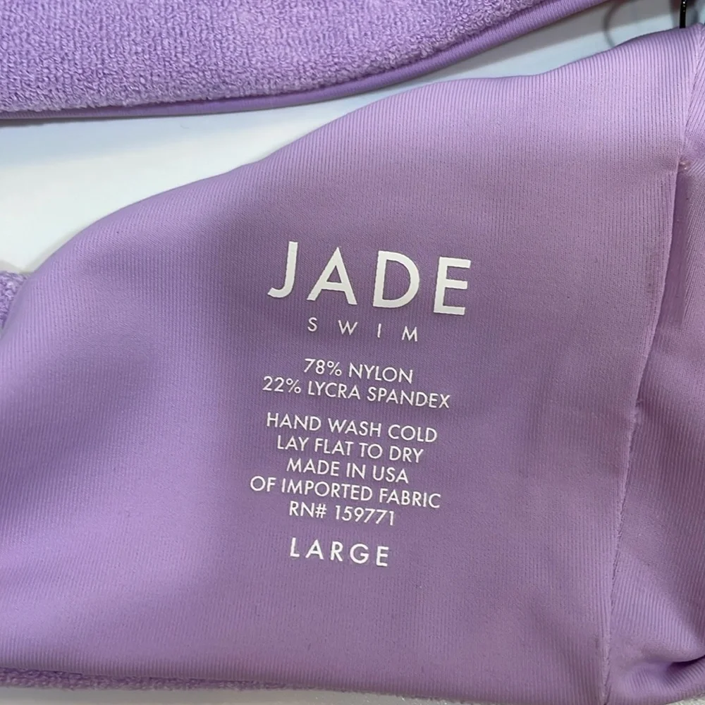 NWT JADE Swim Bikini Top Apex One Shoulder In Lilac Terry Size L